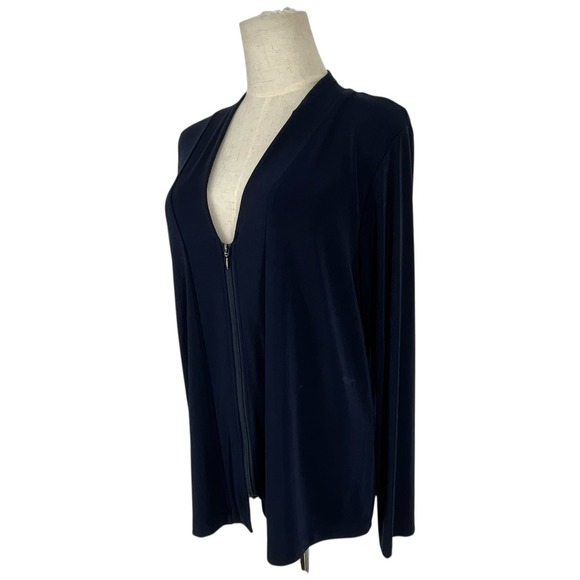 Easywear by Chico's Navy Blue Zip Front Cardigan Sweater Womens Sz 2 Lg US 12 - Picture 2 of 8